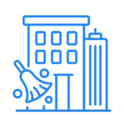 Icon representing commercial cleaning services for businesses and offices.
