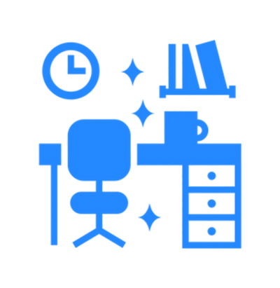 Icon representing office cleaning services for workplaces and professional environments.