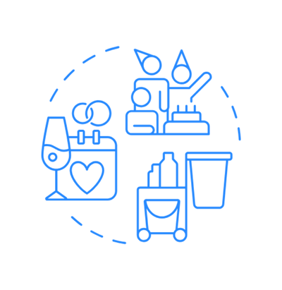 Icon representing party and event clean-up services before or after celebrations.